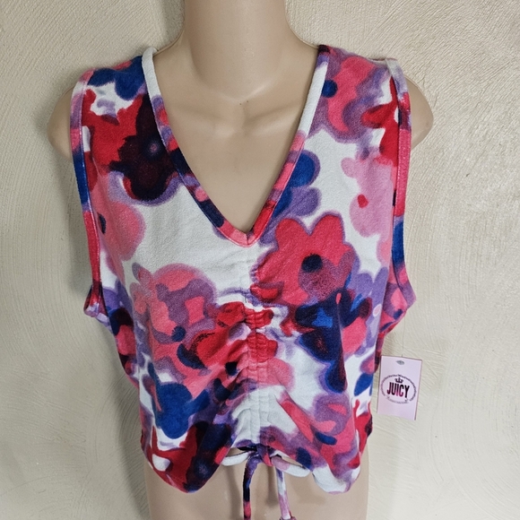 Juicy By Juicy Couture Rouched V Neck Sleeveless Crop Top Size Women's XXL NEW - Picture 6 of 12